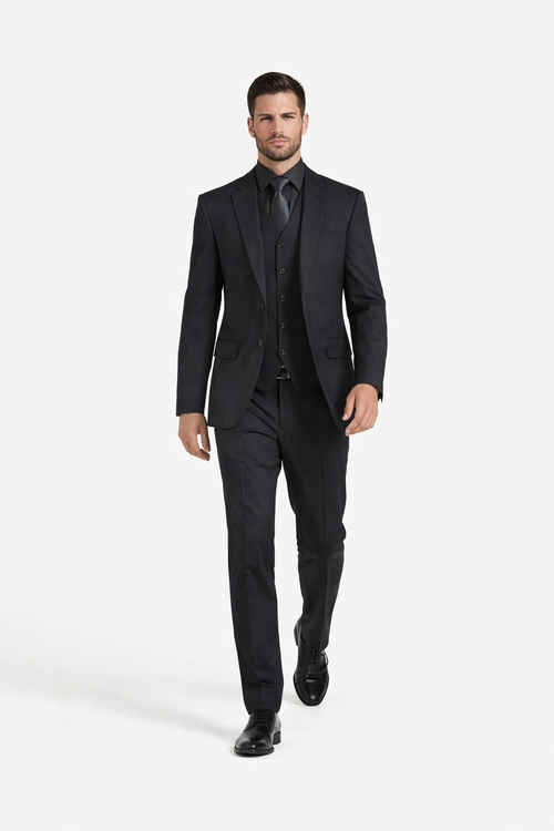 Mens John Wick Vested Black Suit