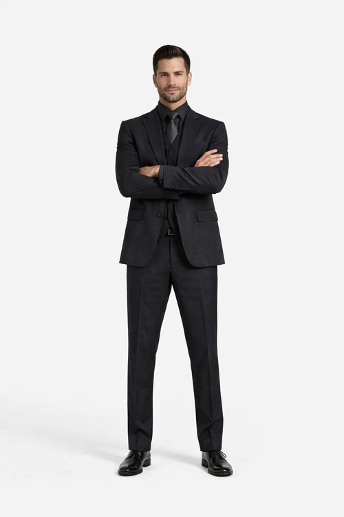 Mens John Wick Vested Black Suit