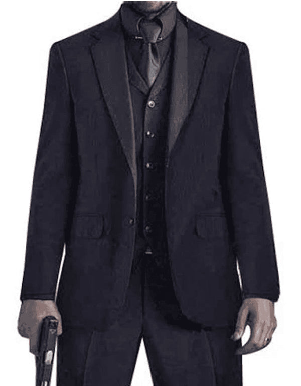 Mens John Wick Vested Black Suit - AlbertoNardoniStore