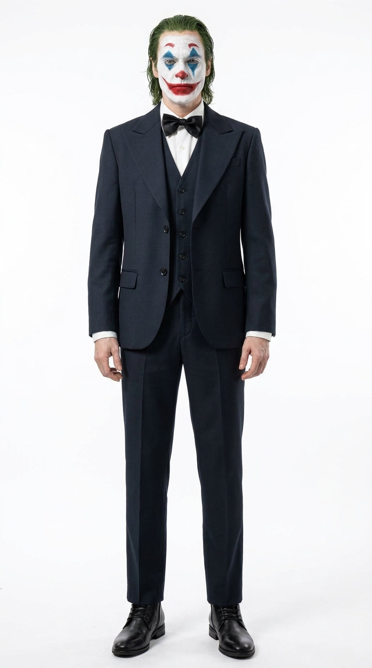 Mens Joker 2 Black 3-Piece Suit – Premium Movie-Inspired Cosplay Costume, Halloween & Formal Dress Outfit