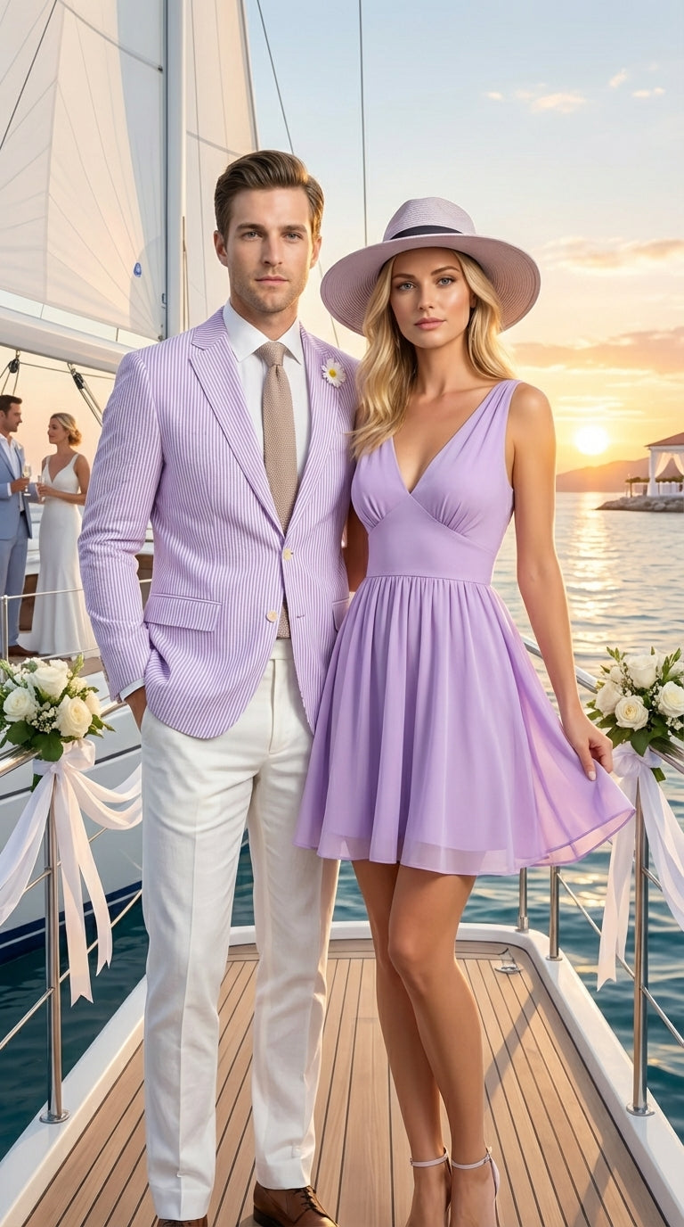 Mens Lavender Seersucker Blazer – Lightweight Striped Summer Sport Coat Casual Smart Formal Jacket