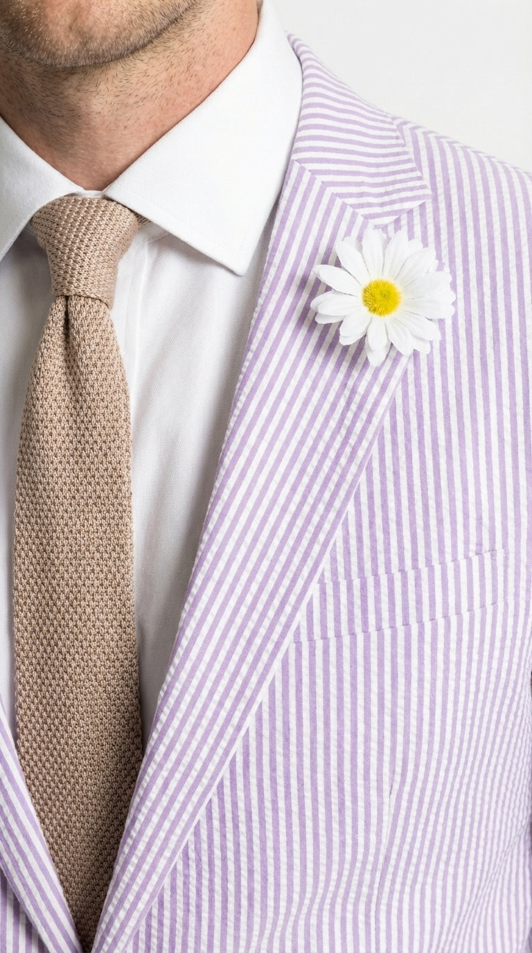 Mens Lavender Seersucker Blazer – Lightweight Striped Summer Sport Coat Casual Smart Formal Jacket