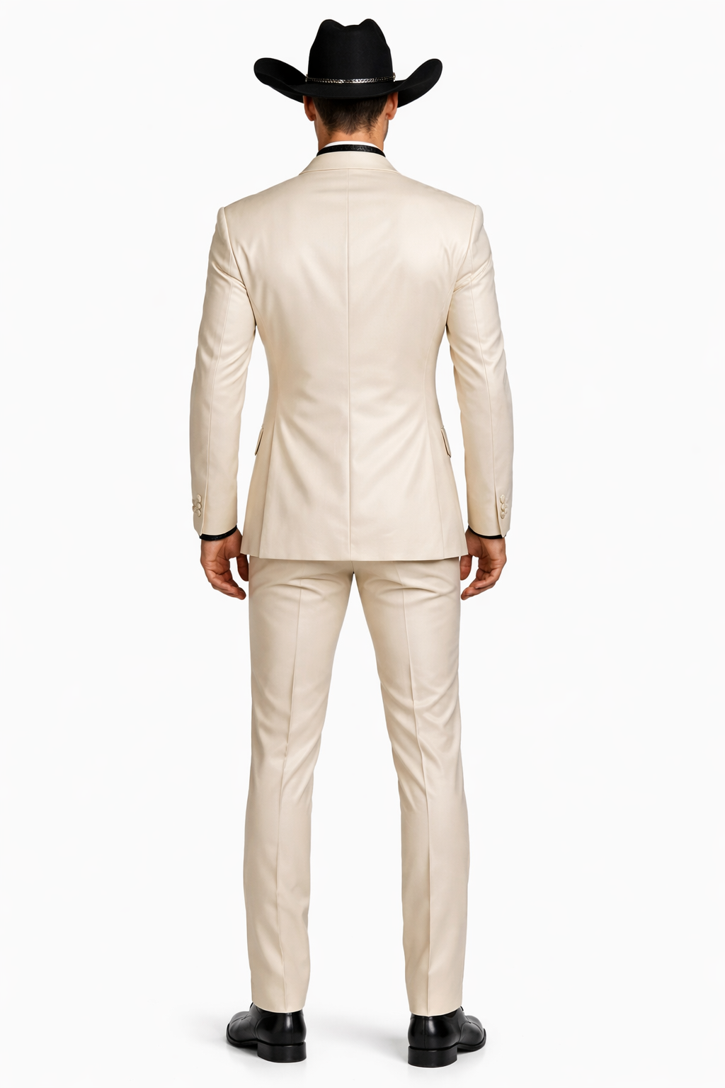 Mens Light Beige Western 3-Piece Suit – Cowboy Tuxedo with Shawl Lapel