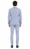 Mens Light Blue Plaid Three Piece Suit – Windowpane Check Wedding and Business Formal Suit Set