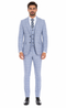 Mens Light Blue Plaid Three Piece Suit – Windowpane Check Wedding and Business Formal Suit Set