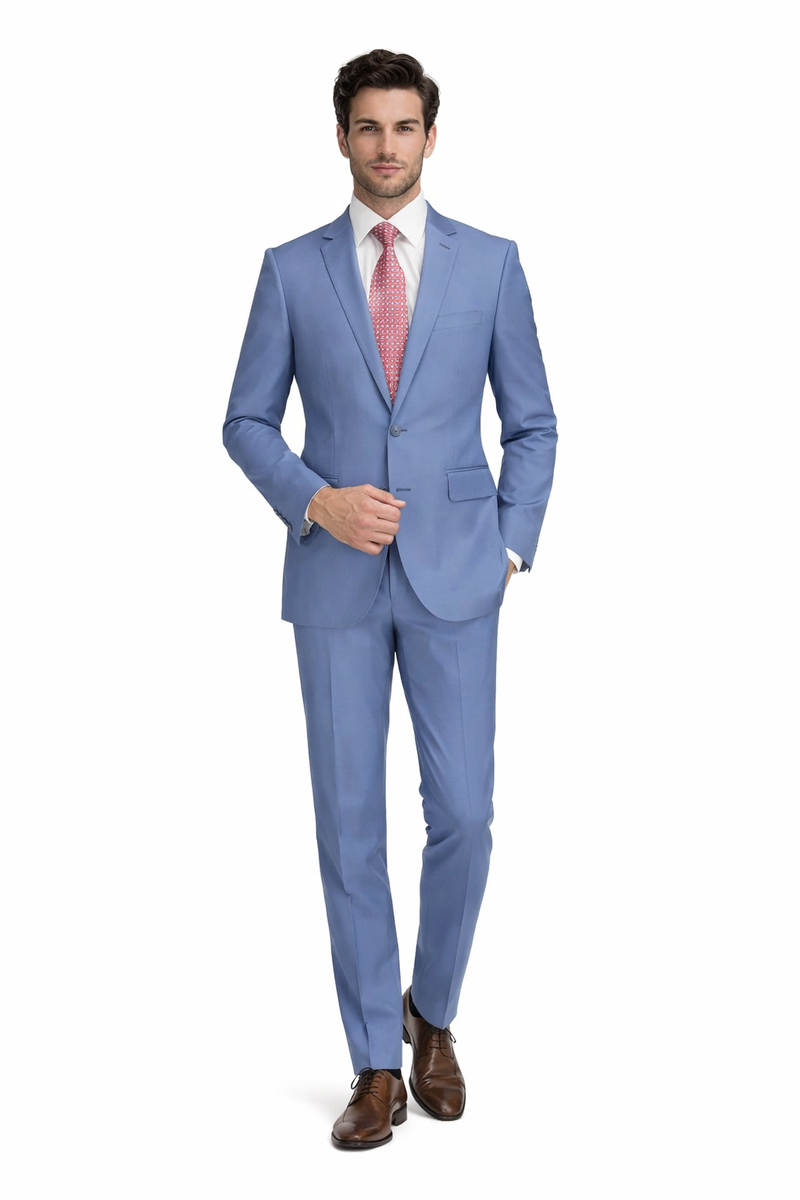 Mens Light Blue Suit Tiglio – Slim Fit Formal Suit for Summer and Weddings