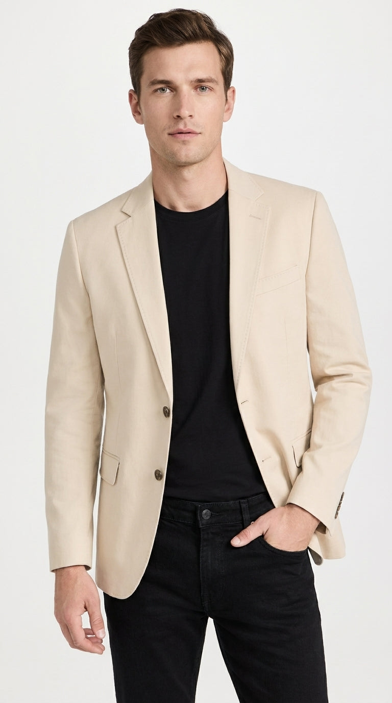 Mens Light Tan Sportcoat – Cream Beige Blazer for Weddings, Business & Smart Casual Wear