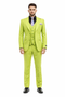 Men's Lime Green Three-Piece Suit with Floral Tie â€“ Slim Fit Tuxedo for Weddings & Parties