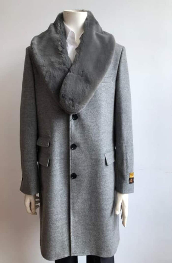 Mens Peacoat For Winter and Fall - Wool Fabric - Gray Coat