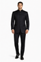 Mens Long Mandarin Collar Zoot Suit Black Tuxedo