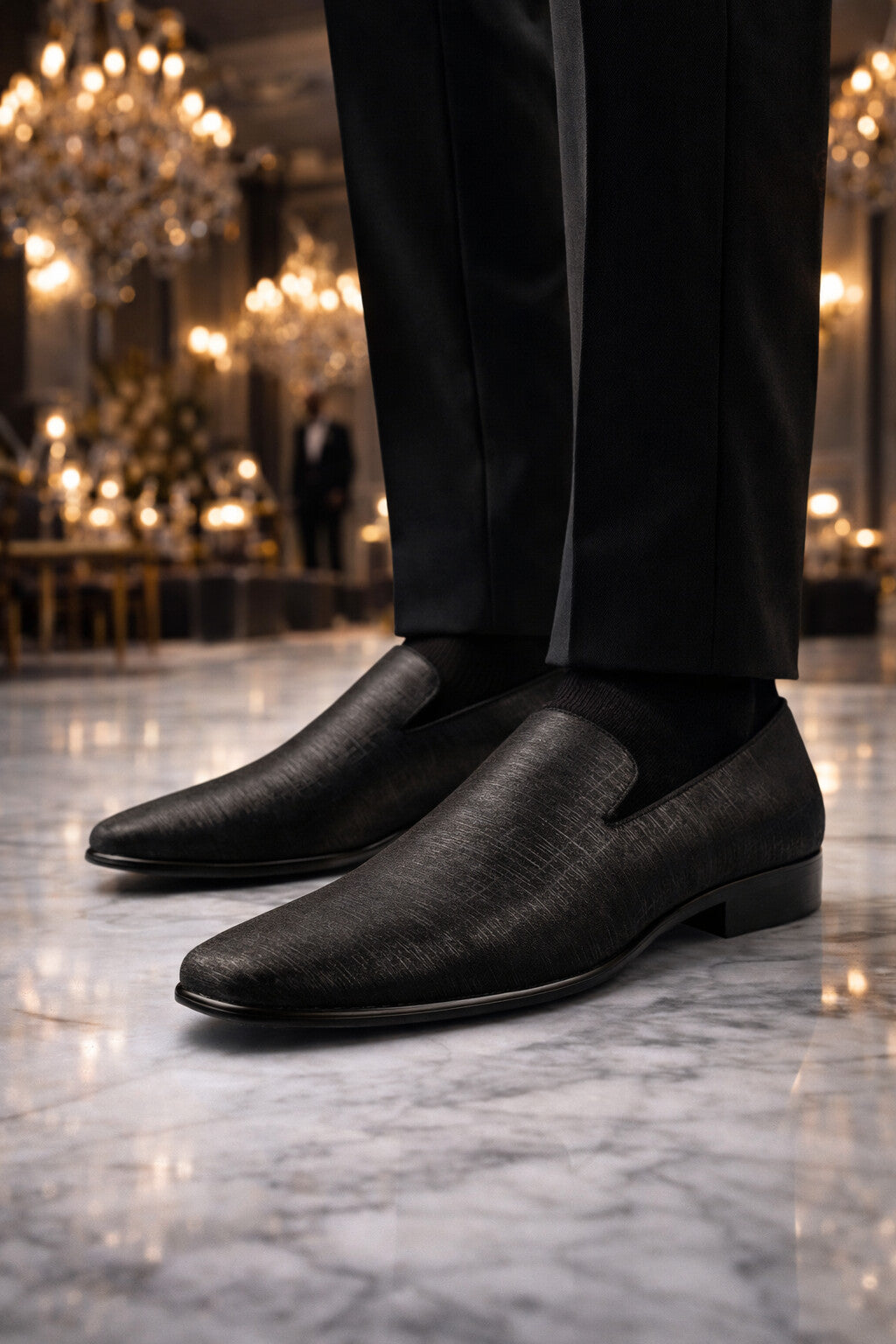 Sharkskin Black Couture 1910 Tuxedo Shoes