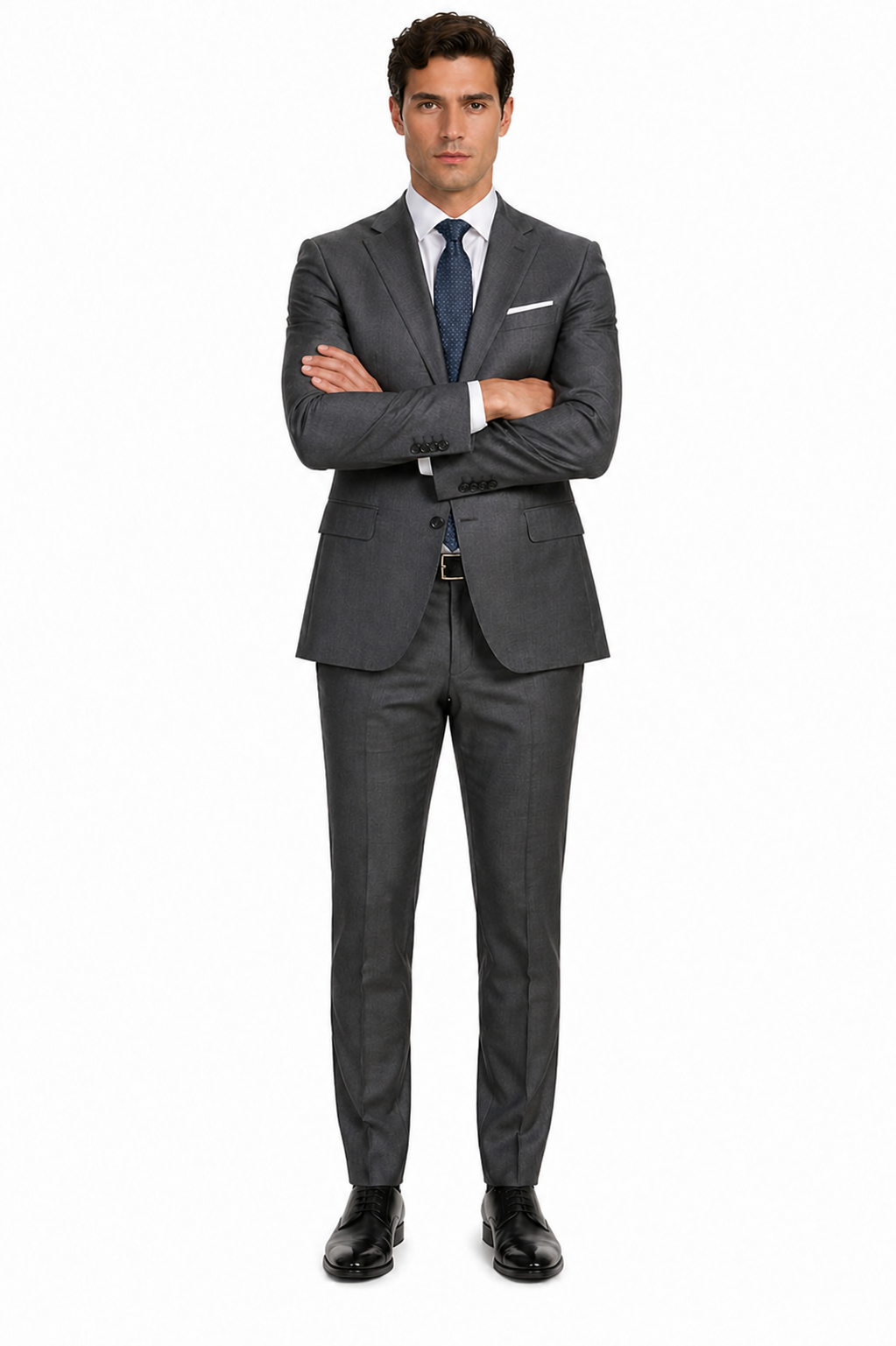 Mens Mantoni Gray Suit – Classic 2 Piece Grey Suit for Wedding, Business and Formal Wear