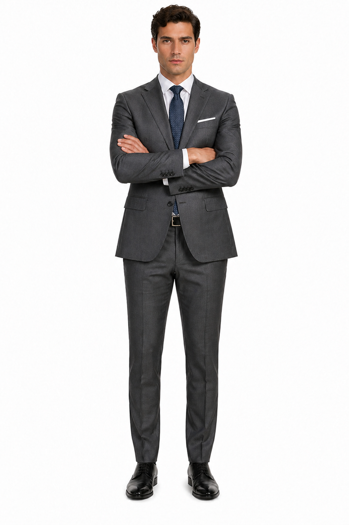 Mens Tiglio Gray Suit – Classic 2 Piece Grey Suit for Wedding, Business and Formal Wear