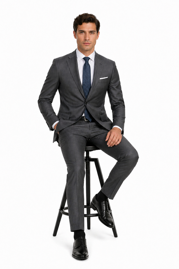 Mens Tiglio Gray Suit – Classic 2 Piece Grey Suit for Wedding, Business and Formal Wear