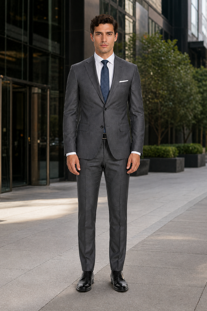 Mens Tiglio Gray Suit – Classic 2 Piece Grey Suit for Wedding, Business and Formal Wear