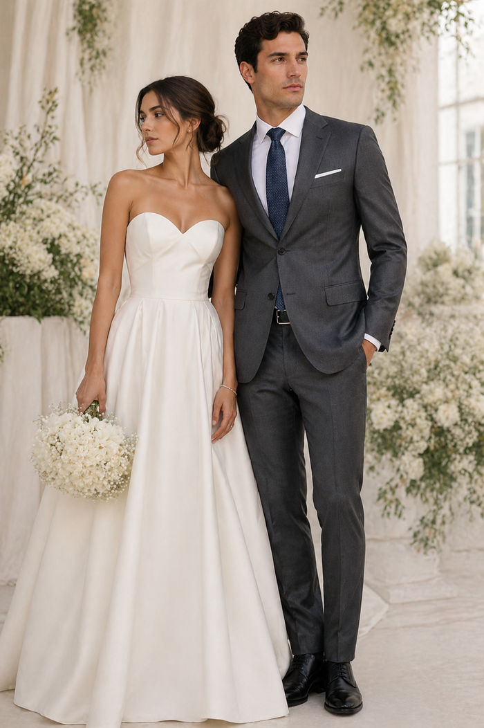 Mens Tiglio Gray Suit – Classic 2 Piece Grey Suit for Wedding, Business and Formal Wear