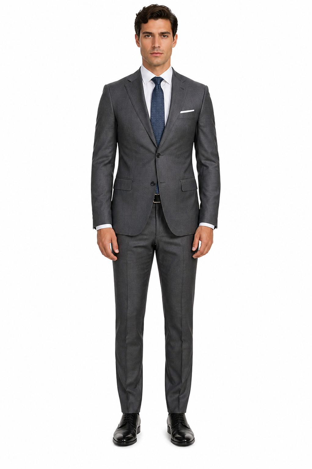 Mens Mantoni Gray Suit – Classic 2 Piece Grey Suit for Wedding, Business and Formal Wear