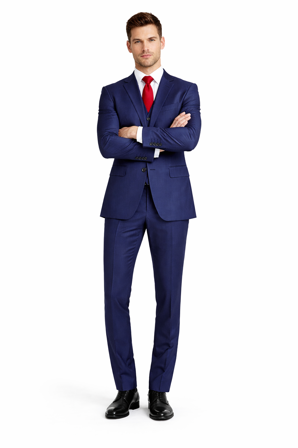 Mens Tiglio Solid Navy Suit – Classic 2 Piece Navy Blue Suit for Wedding, Business & Formal Wear