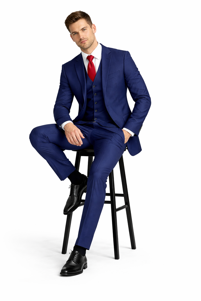 Mens Tiglio Solid Navy Suit – Classic 2 Piece Navy Blue Suit for Wedding, Business & Formal Wear