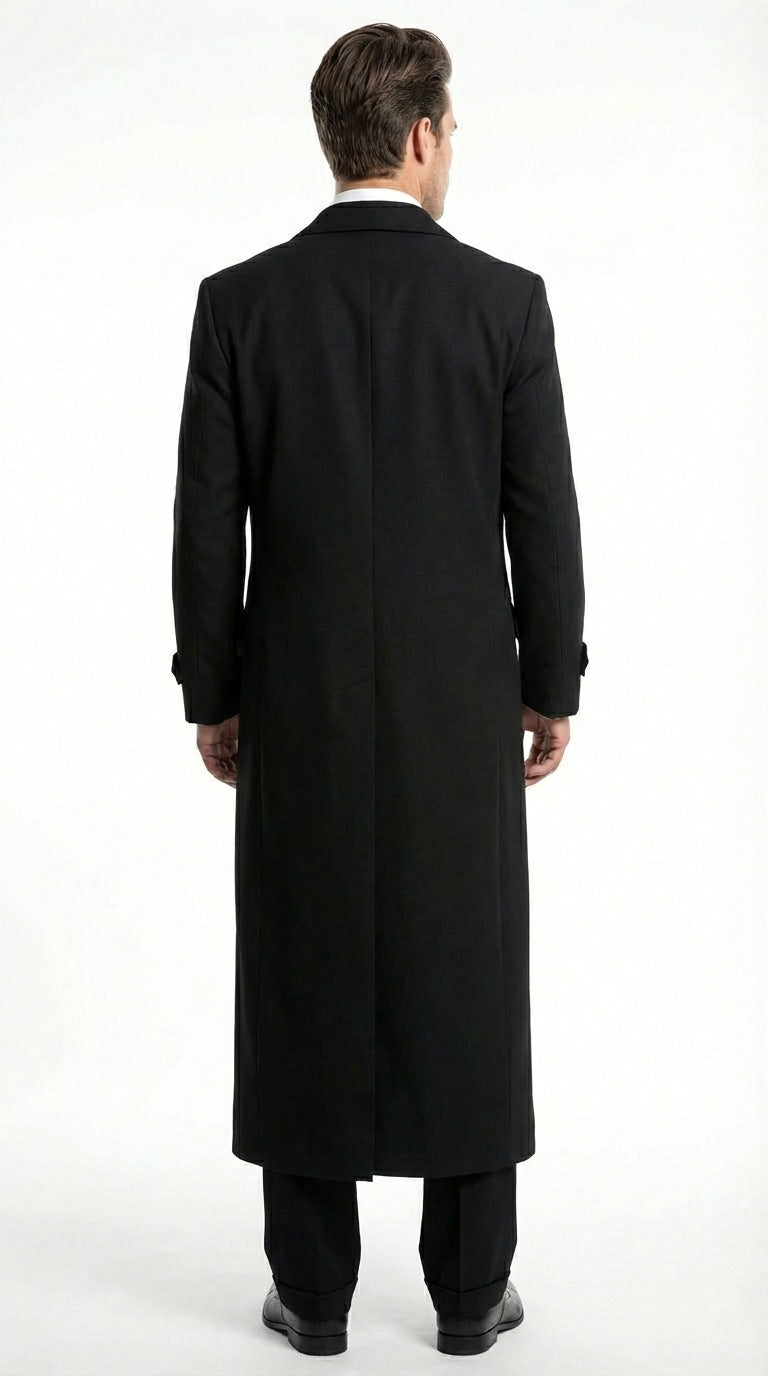 Men's Maxi  Black Full Length Zoot Suit – Vintage Gangster Style Long Coat Formal Suit