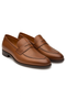 Mezlan Fabrizi penny loafers in cognac calfskin. Smooth texture, classic penny slot, and slightly pointed toe. Rich brown color with subtle shine and perforated side detailing for a sophisticated look.
