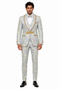Men's Mint Green - Sage and Gold Trim Collar Floral Brocade Blazer with Gold Embellishments Prom Suit
