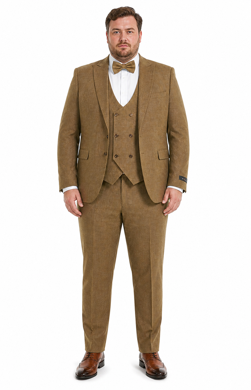 Mens Mocca Brown Taupe textured 1920s Great Gatsby Inspired Suit – Vintage Three Piece Retro Formal Suit Peak Lapel