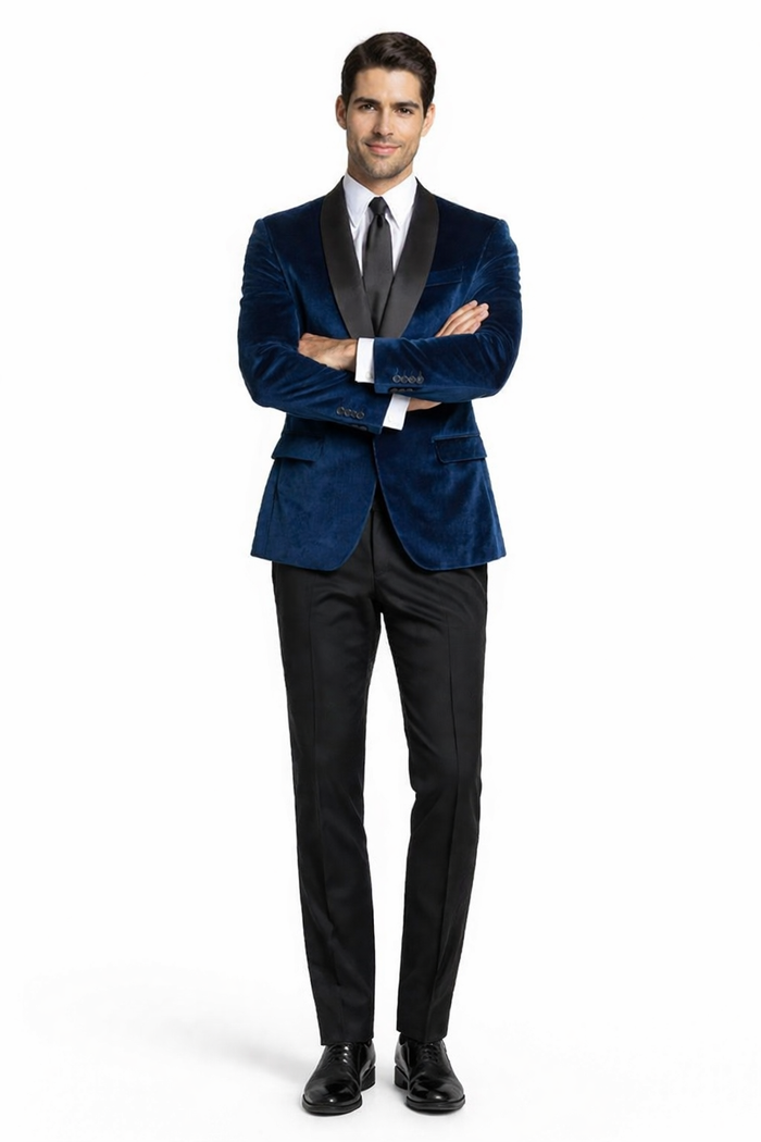 Mens Navy Blue Dinner Jacket Velvet tuxedo