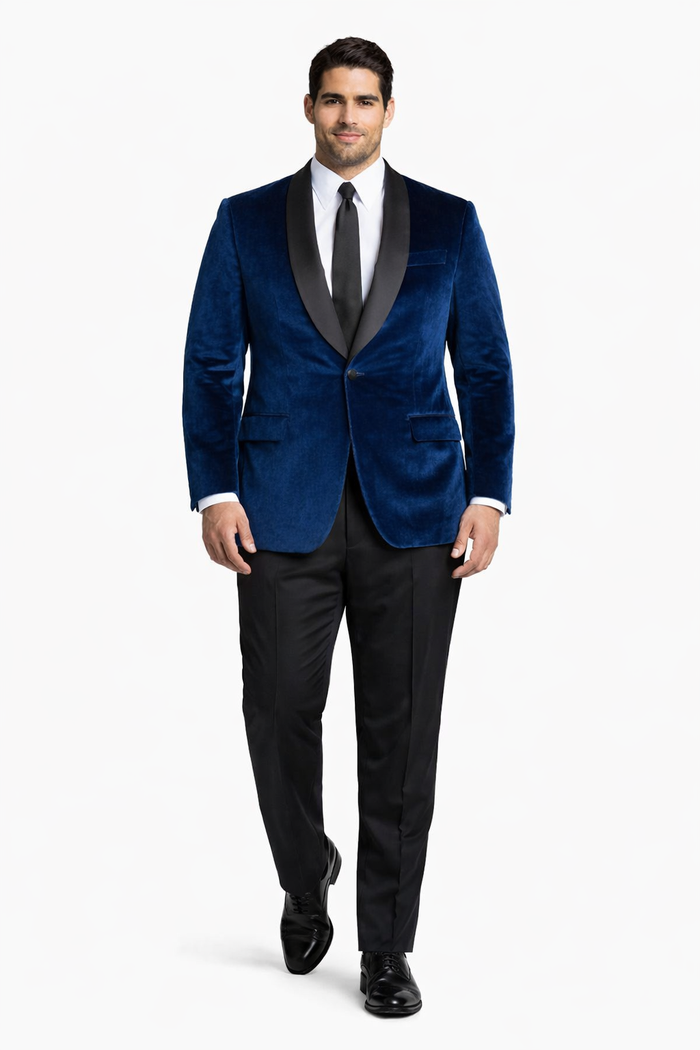 Mens Navy Blue Dinner Jacket Velvet tuxedo