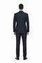 Mens Navy Blue Double Breasted Pinstripe Suit - Peak Lapel Side Vented and Pleated Pants