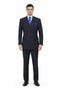 Mens Navy Blue Double Breasted Pinstripe Suit - Peak Lapel Side Vented and Pleated Pants