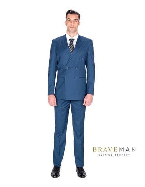 Mens Navy Blue Double Breasted Suit - AlbertoNardoniStore