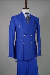 Mens Navy Blue Double Breasted Suit - AlbertoNardoniStore