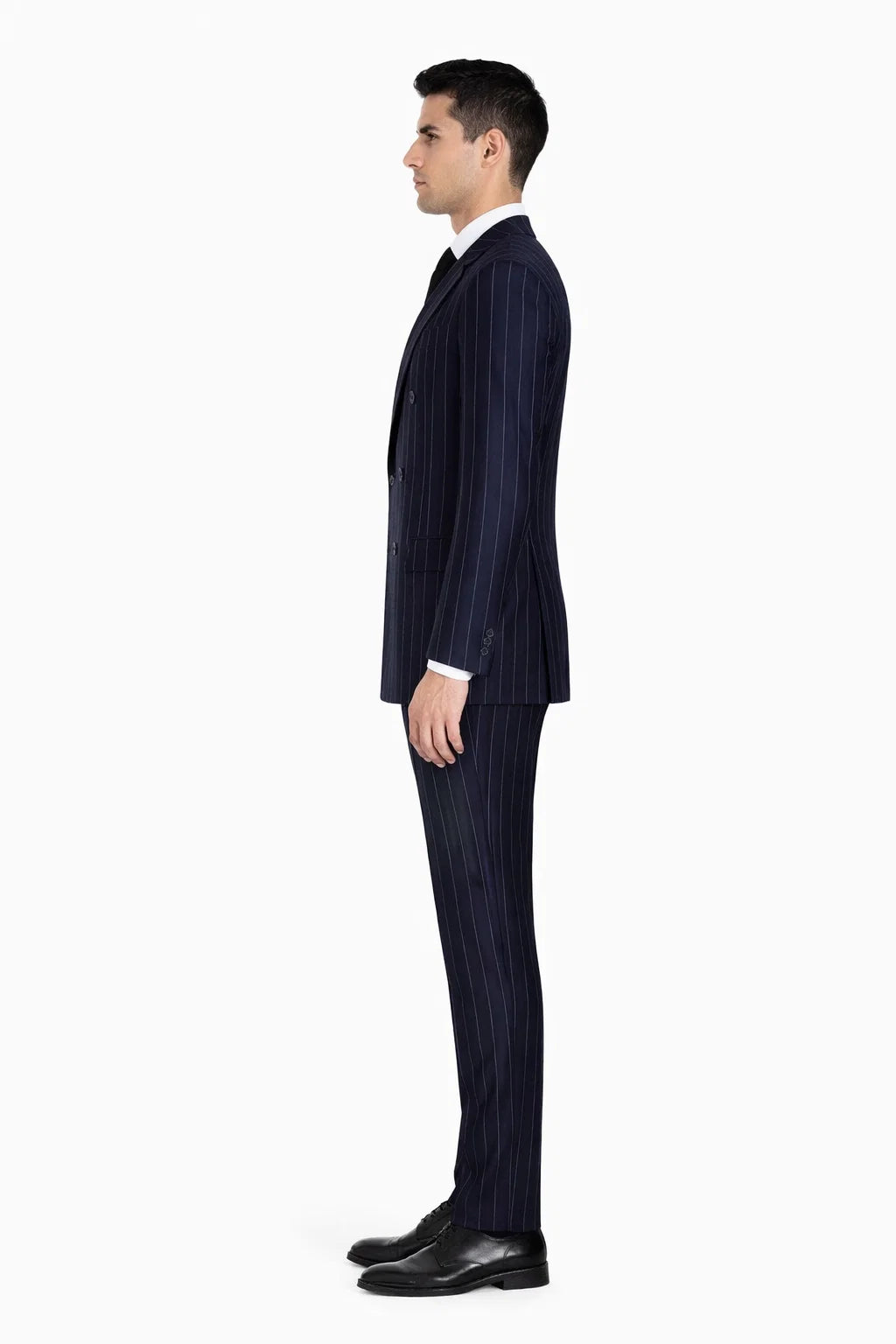Men's Navy Blue Wide Pinstripe Double Breasted Suit