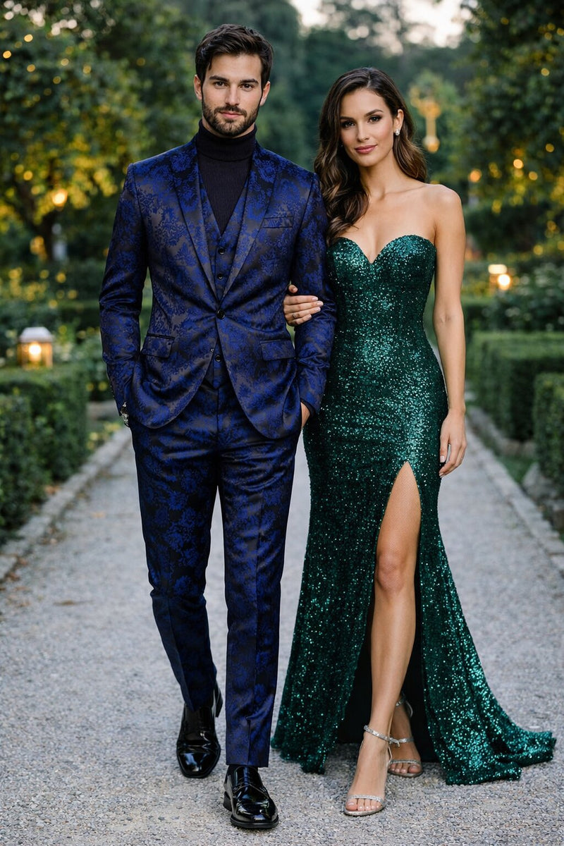 Retro Paris Suits Mens Suit Navy Blue