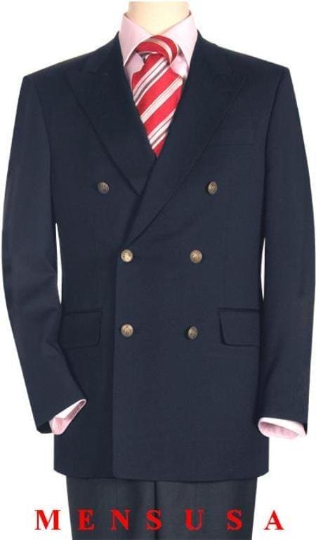 Mens Navy Double Breasted Overcoat - AlbertoNardoniStore