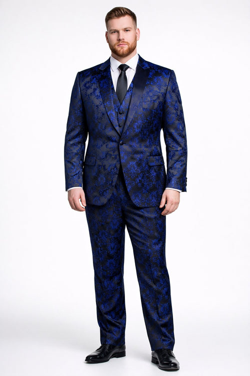 Retro Paris Suits Mens Suit Navy Blue