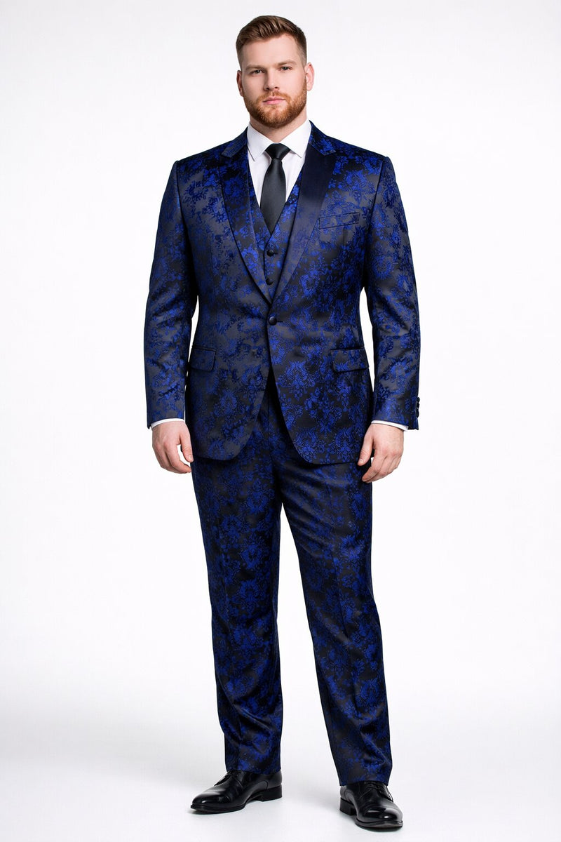 Retro Paris Suits Mens Suit Navy Blue