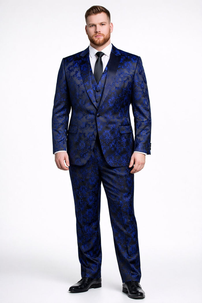 Retro Paris Suits Mens Suit Navy Blue