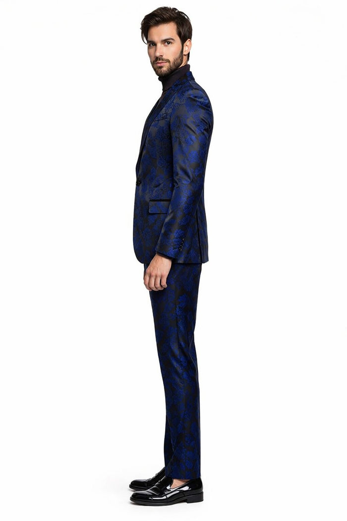 Retro Paris Suits Mens Suit Navy Blue