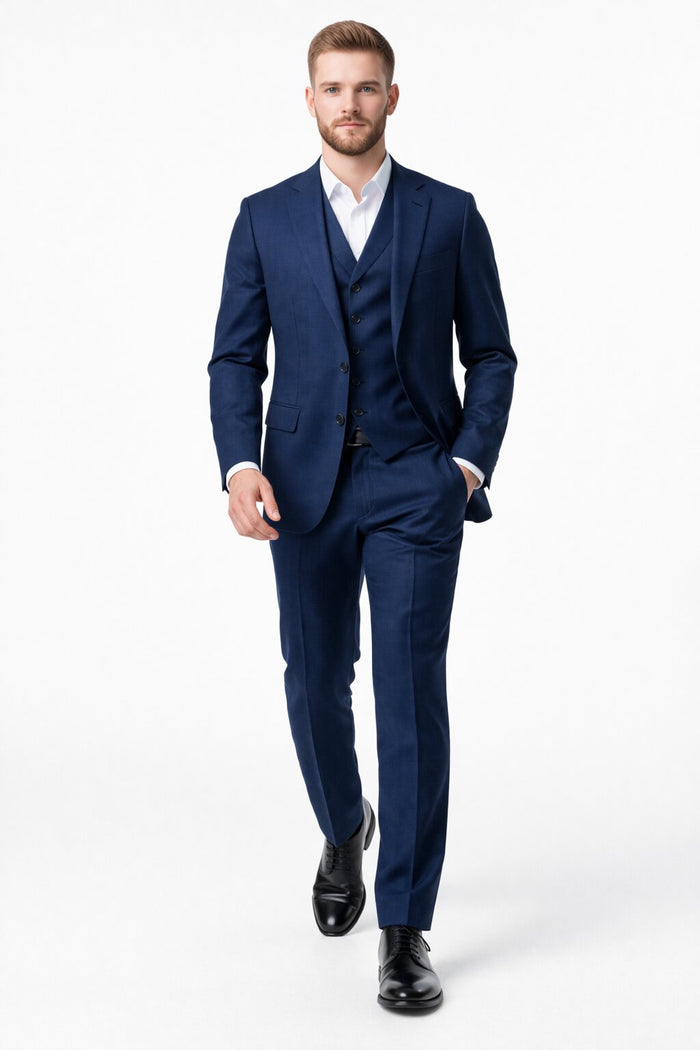Porto Slim Fit, Pure Wool Suit & Vest by Tiglio Luxe TIG1036