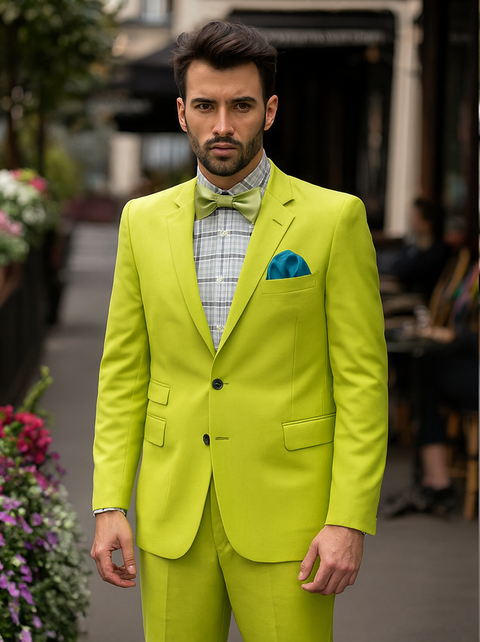 Men's Neon Green - Light Green / Light Green > Quality Suit Jacket + Pants | Alberto Nardoni Men's Neon Green - Light Green / Light Green > Quality Suit Jacket + Pants | Alberto Nardoni