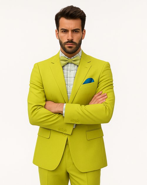 Men's Neon Green - Light Green / Light Green > Quality Suit Jacket + Pants