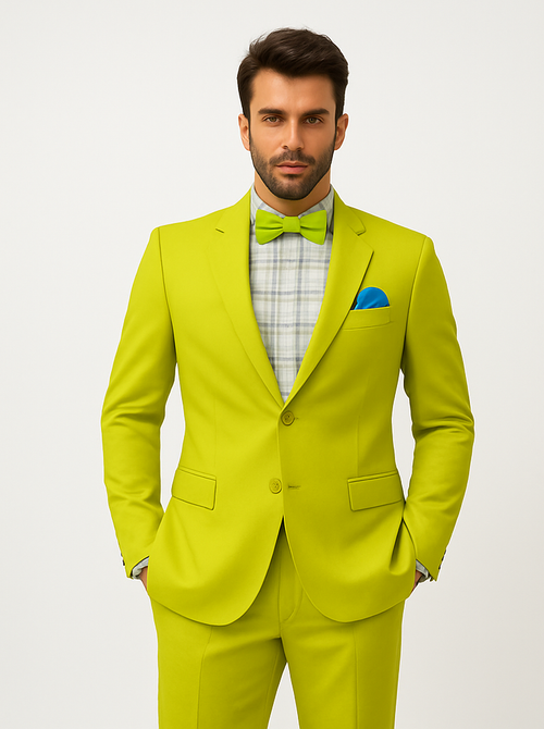 Men's Neon Green - Light Green / Light Green > Quality Suit Jacket + Pants