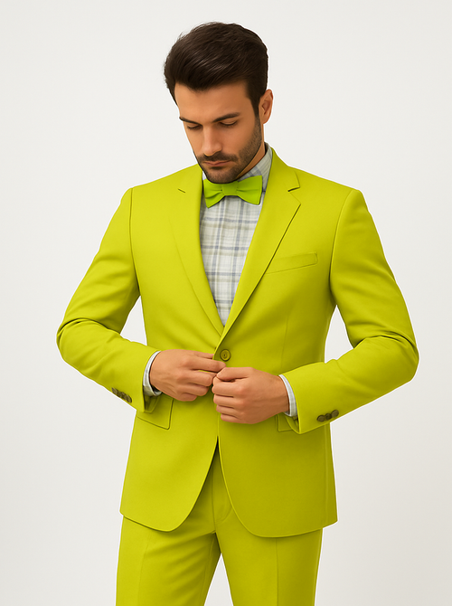 Men's Neon Green - Light Green / Light Green > Quality Suit Jacket + Pants