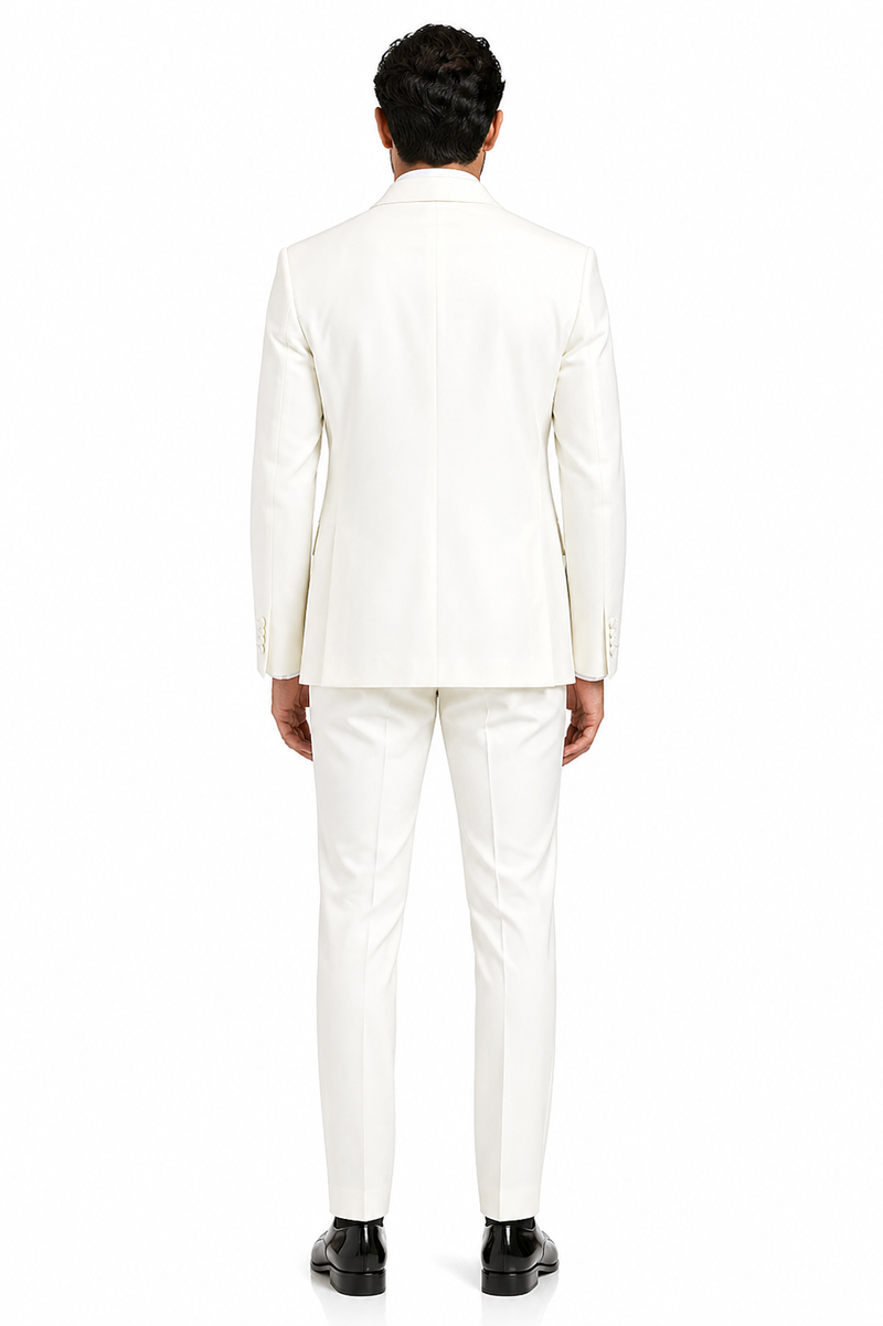 Mens Off-White Double Breasted Tuxedo Jacket with Shawl Lapel | Formal Wedding Suit in Ivory Cream Color