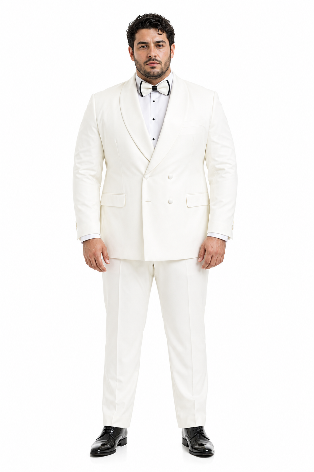 Mens Off-White Double Breasted Tuxedo Jacket with Shawl Lapel | Formal Wedding Suit in Ivory Cream Color