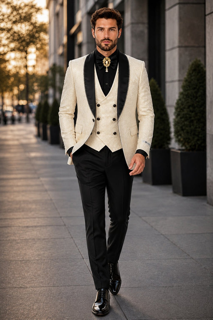 Ivory Tuxedo - Cream Wedding Suit  - Off White Groom Suit