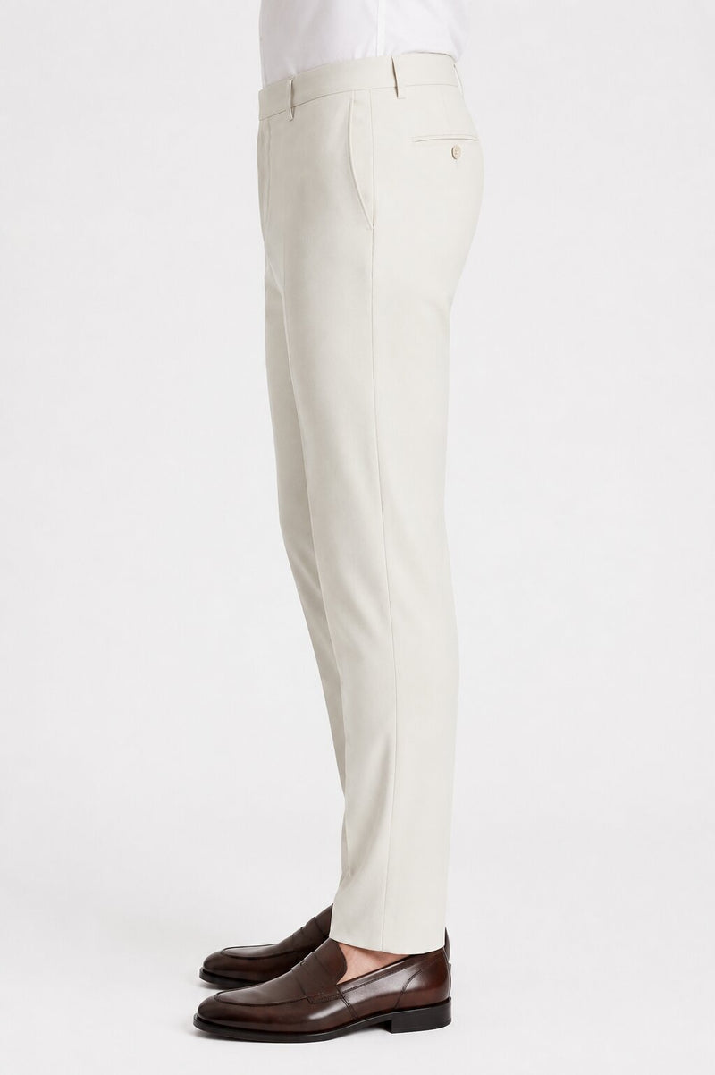 Offwhite Flat Front Wool Dress Pant 2560 by Tiglio Luxe