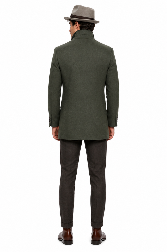 Men's Olive Green Designer Men's Wool Men's Peacoat Sale Double Breasted Wool Fabric